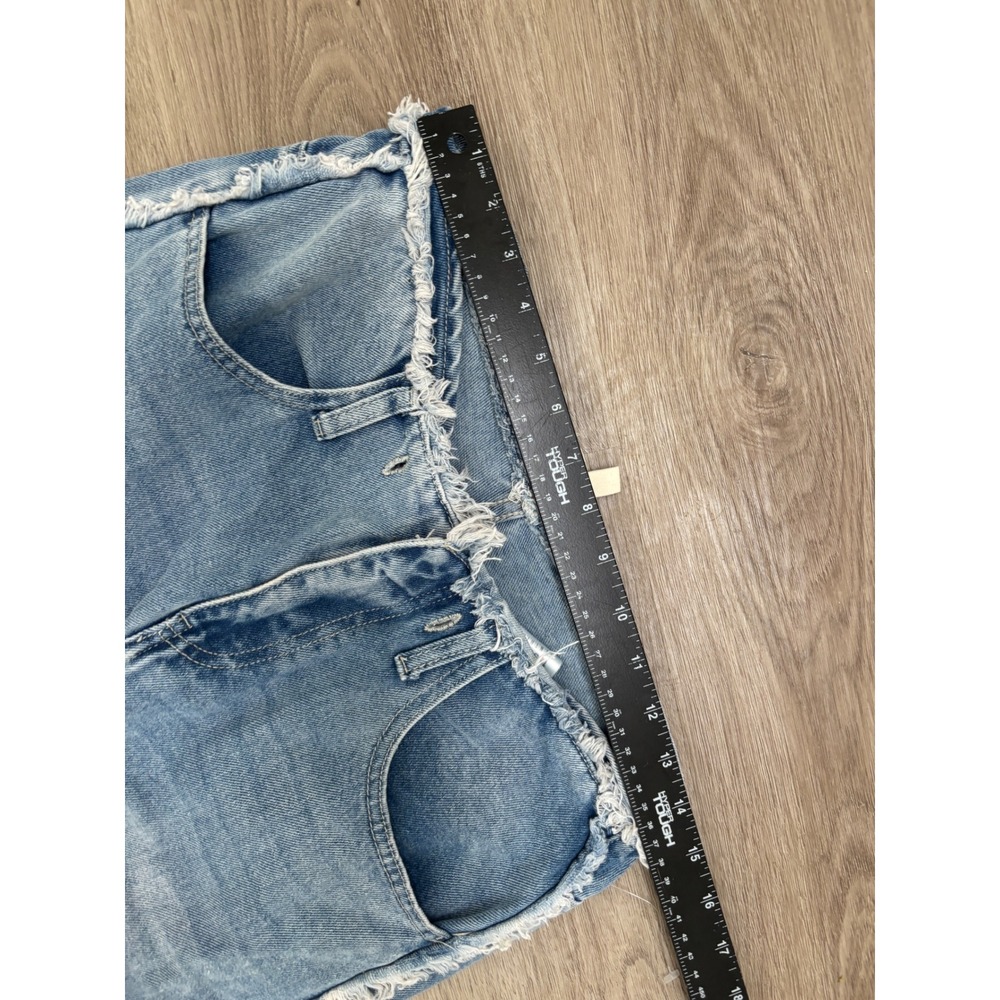 1030 T.E.N.T.H.I.R.T.Y Wide Leg Frayed Raw Edge Jeans Light Wash DM91057 5/27 - Picture 4 of 7